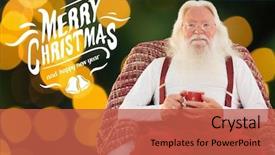  Presentation with santa claus holding scroll paper - Beautiful theme featuring santa claus sitting on chair backdrop and a red colored foreground