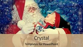  Presentation with christmas elf - Beautiful presentation theme featuring santa claus sitting backdrop and a coral colored foreground