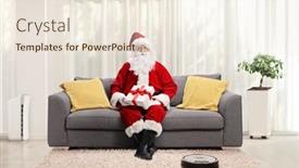  Presentation with robotic - PPT theme consisting of santa-claus-sitting background and a sky blue colored foreground