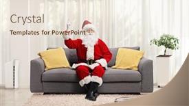  Presentation with robotic - PPT theme with santa-claus-sitting background and a sky blue colored foreground