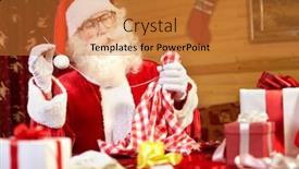  Presentation with sewing - Slides having santa-claus-sitting background and a gold colored foreground