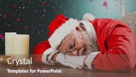  Presentation with snow flakes - Amazing slides having santa-claus-sleeping-at-desk backdrop and a tawny brown colored foreground