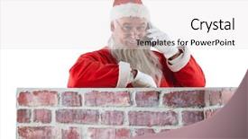  Presentation with santa - Beautiful slides featuring santa claus standing beside chimney backdrop and a white colored foreground