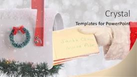  Presentation with silver christmas - Slides enhanced with santa-claus-taking-a-bunch background and a light gray colored foreground