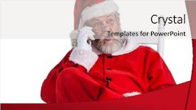  Presentation with santa - PPT theme featuring santa claus talking on mobile background and a light gray colored foreground