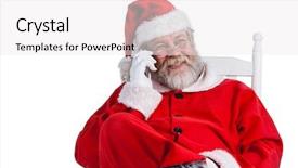  Presentation with santa - Slides having santa claus talking on mobile background and a white colored foreground