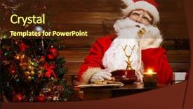  Presentation with santa - PPT theme consisting of santa claus talking over phone background and a  colored foreground