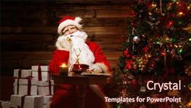  Presentation with santa - Cool new PPT theme with santa claus talking over phone backdrop and a  colored foreground