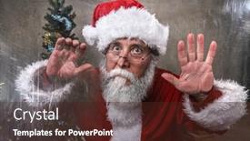 Presentation with santa claus and reindeers - Slide deck having santa-claus-trapped-behind-scratched background and a tawny brown colored foreground