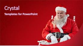  Presentation with santa claus holding scroll paper - Audience pleasing presentation consisting of santa claus typing on keyboard backdrop and a crimson colored foreground