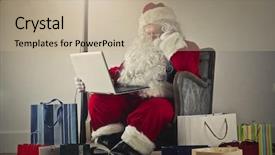  Presentation with santa - Audience pleasing slides consisting of santa claus using a laptop backdrop and a  colored foreground