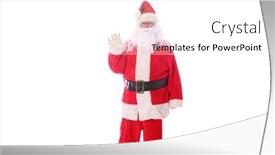  Presentation with everyone - Cool new PPT theme with santa-claus-waves-santa-holds backdrop and a white colored foreground