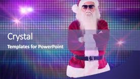  Presentation with disco - Cool new theme with santa claus wears black sunglasses against digitally generated cool disco background backdrop and a ocean colored foreground