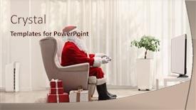  Presentation with video games playing - Colorful theme enhanced with santa-claus-with-a-joystick backdrop and a lemonade colored foreground