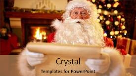  Presentation with children - Beautiful slide set featuring santa claus with a list backdrop and a coral colored foreground