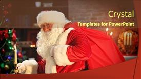 Presentation with candle christmas - Amazing PPT layouts having santa claus with candle christmas interior background backdrop and a tawny brown colored foreground