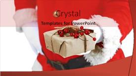  Presentation with white christmas - PPT theme featuring santa-claus-with-christmas-gift background and a red colored foreground