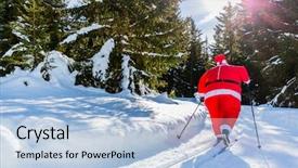  Presentation with cartoon - Theme featuring santa claus with christmas suits background and a light blue colored foreground