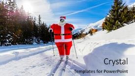  Presentation with santa claus and reindeers - Theme with santa claus with christmas suits background and a light blue colored foreground