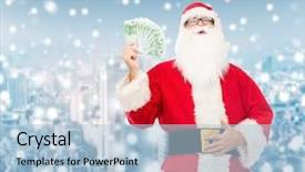  Presentation with red christmas holiday illustration - Presentation with santa claus with euro money background and a  colored foreground