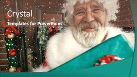  Presentation with gift - Theme having santa-claus-with-gift-close background and a tawny brown colored foreground