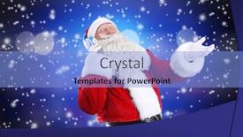  Presentation with christmas music - Cool new slides with santa claus with headphones listening to christmas music and snow effect on color background backdrop and a light blue colored foreground
