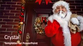  Presentation with sexy santa claus young muscular - Theme consisting of santa claus with keeping finger background and a tawny brown colored foreground