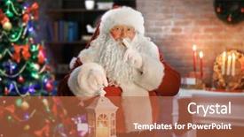  Presentation with christmas scene lantern - PPT layouts consisting of santa claus with lantern christmas background and a red colored foreground