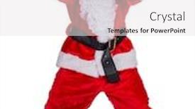  Presentation with santa - Audience pleasing presentation theme consisting of santa-claus-with-upraise-middlefingers backdrop and a white colored foreground