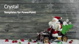  Presentation with vintage car - Audience pleasing presentation theme consisting of santa claus with vintage car backdrop and a dark gray colored foreground