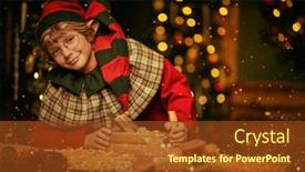  Presentation with elf - Presentation design consisting of santa-claus-workshop-a-cute background and a tawny brown colored foreground