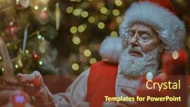 Presentation with santa - Theme featuring santa-claus-workshop-portrait background and a tawny brown colored foreground