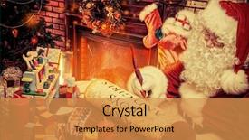  Presentation with good - Slide set consisting of santa claus writing a list background and a gold colored foreground