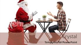  Presentation with writing - PPT layouts having santa-claus-writing-a-paper and a coral colored foreground