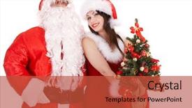  Presentation with animated christmas tree - PPT theme with santa clause and christmas girl background and a  colored foreground