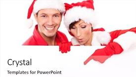  Presentation with santa claus holding scroll paper - Presentation theme with santa clause pair holding billboard background and a white colored foreground
