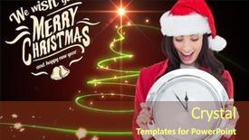  Presentation with beautiful spanish landscape costa blanca - Presentation theme featuring santa costume holding wall clock background and a tawny brown colored foreground