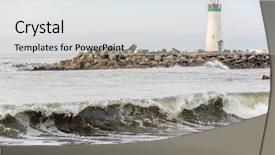  Presentation with memorial light - Audience pleasing slide set consisting of santa cruz breakwater light walton backdrop and a sky blue colored foreground