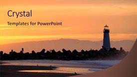  Presentation with luminescent light emitting - Slide set consisting of santa cruz breakwater light walton background and a yellow colored foreground