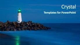  Presentation with santa - Slide deck with santa cruz breakwater lighthouse background and a ocean colored foreground