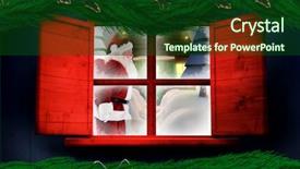  Presentation with christmas ribbon festive - Presentation theme consisting of santa delivery presents to village background and a forest green colored foreground