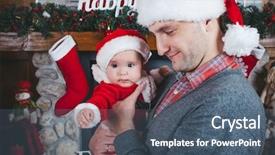  Presentation with merry christmas and new year - PPT layouts having santa dress near new-year background and a ocean colored foreground