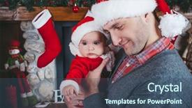  Presentation with merry christmas and new year - Audience pleasing slide deck consisting of santa dress near new-year backdrop and a ocean colored foreground