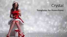  Presentation with girl christmas - Colorful theme enhanced with santa dress unwrapping a christmas backdrop and a light gray colored foreground