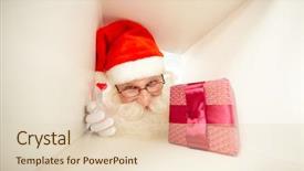  Presentation with gift - Presentation enhanced with santa face with gift box background and a  colored foreground
