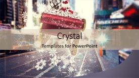  Presentation with santa sleigh - Slides having santa flying his sleigh against blurry new york street background and a lemonade colored foreground