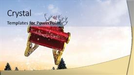  Presentation with falling snow - Presentation having santa flying his sleigh background and a light blue colored foreground