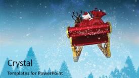  Presentation with santa sleigh - Presentation design having santa flying his sleigh background and a light blue colored foreground