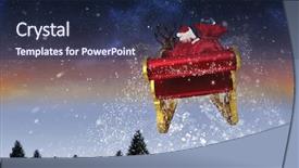  Presentation with santa sleigh - Audience pleasing presentation design consisting of santa flying his sleigh backdrop and a navy blue colored foreground