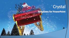  Presentation with santa sleigh - Presentation theme featuring santa flying his sleigh background and a  colored foreground